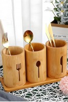 Bambu Tezgah Üstü Kaşıklık 3lü Organizer Set