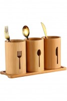 Bambu Tezgah Üstü Kaşıklık 3lü Organizer Set