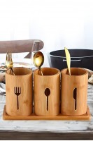 Bambu Tezgah Üstü Kaşıklık 3lü Organizer Set