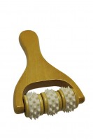 Ahşap Silindirli Masaj Aleti, Terapi, Vücut, Yüz, Omuz, Boyun, El, İtme Masaj Aleti 2'li Dişli