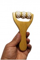 Ahşap Silindirli Masaj Aleti, Terapi, Vücut, Yüz, Omuz, Boyun, El, İtme Masaj Aleti 2'li Dişli