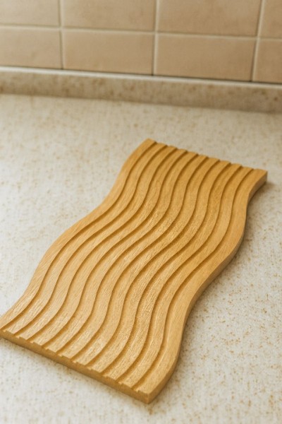 Ahşap Dalga Desenli Sunum & Servis Tabağı