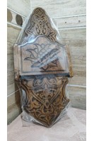 Ahşap Oymalı El Yapımı Gaz Lambası - Katlanır Kavukluk Rafı Küçük