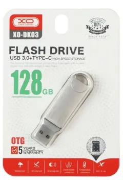 XO-DK03 128 GB Metal Gövdeli USB 3.0 + Type-C Flash Bellek — görsel 1 · MK-XO-DK03