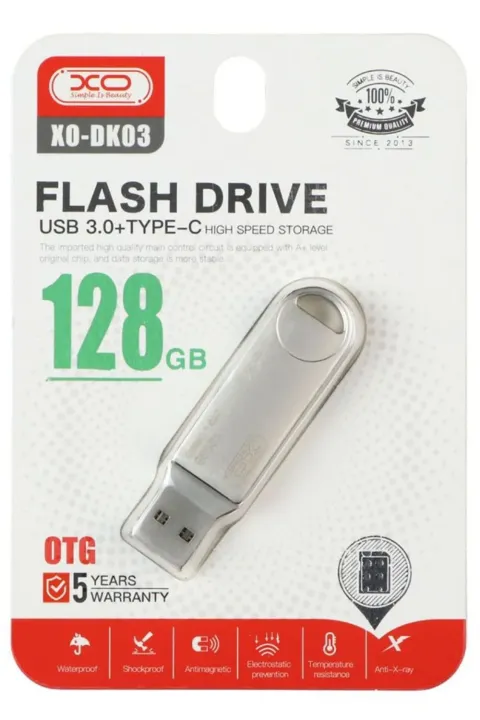 XO-DK03 128 GB Metal Gövdeli USB 3.0 + Type-C Flash Bellek — görsel 1