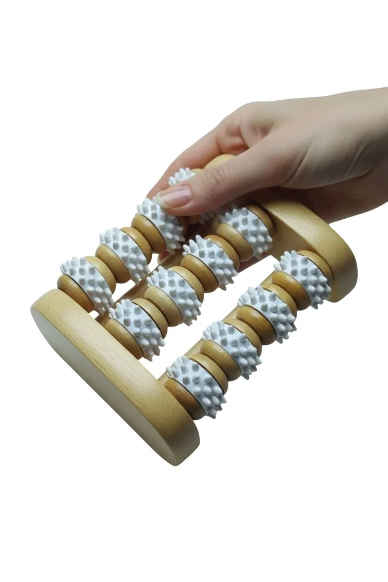 Ahşap Silindirli Ayak Masaj Aleti – Doğal Refleksoloji Masaj Rollerı · MK-AHS10170