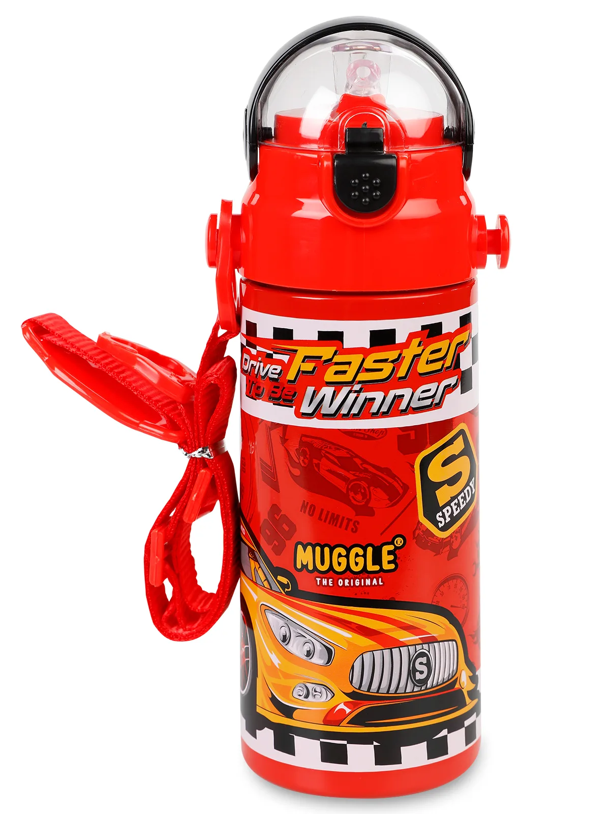 Muggle Drive Faster Winner Desenli Pipetli Çelik Matara Suluk — görsel 3