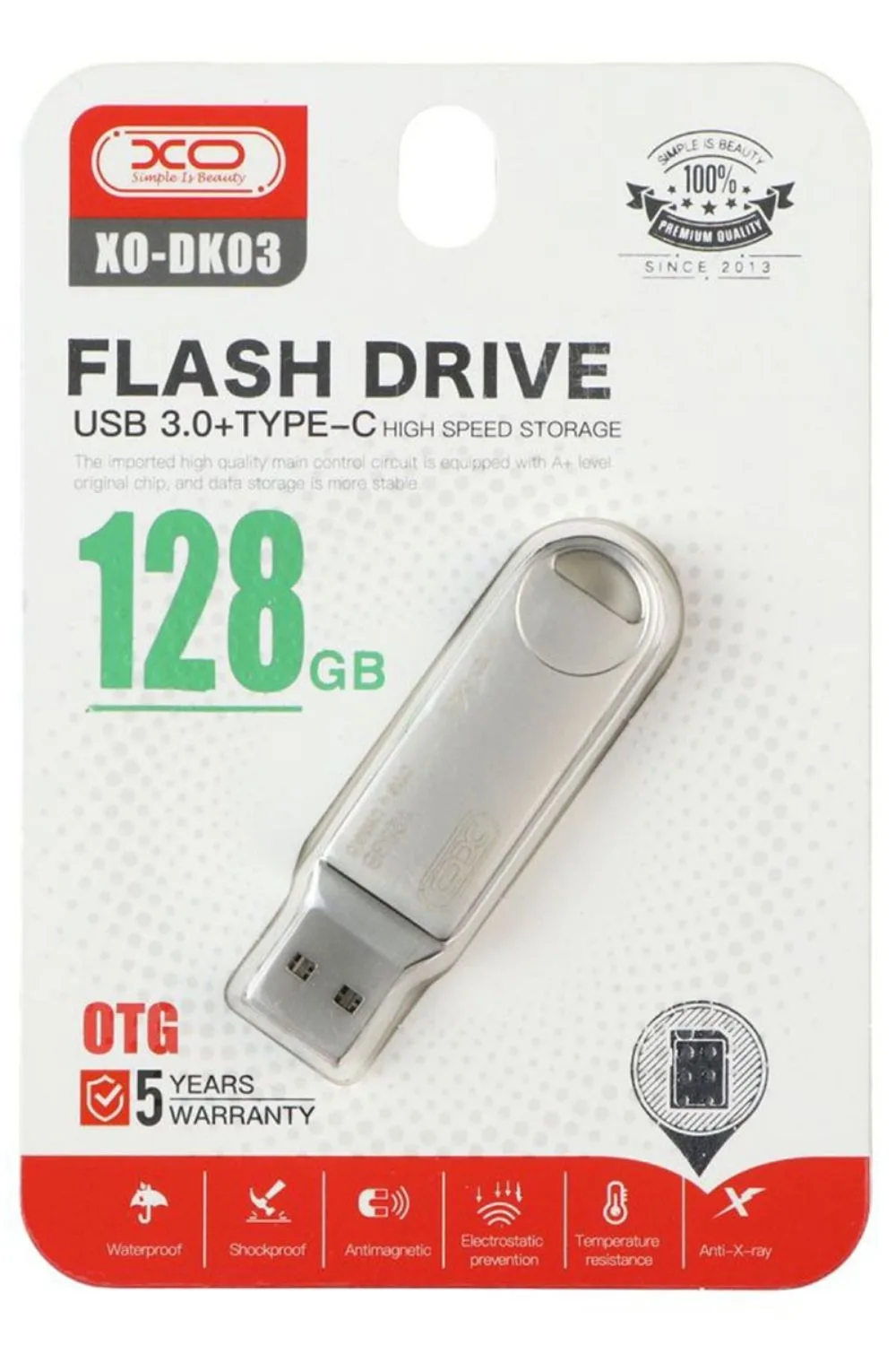 XO-DK03 128 GB Metal Gövdeli USB 3.0 + Type-C Flash Bellek — görsel 1