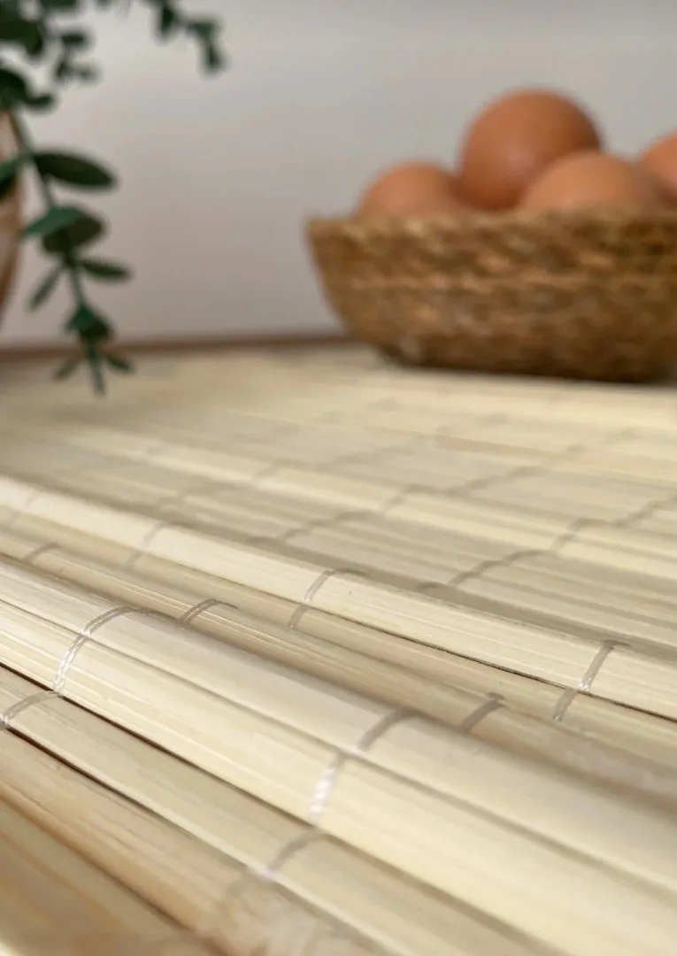 6'lı Bambu Rattan Ahşap Katlanabilir Amerikan Servis Dekoratif Supla · MK-AHS10128
