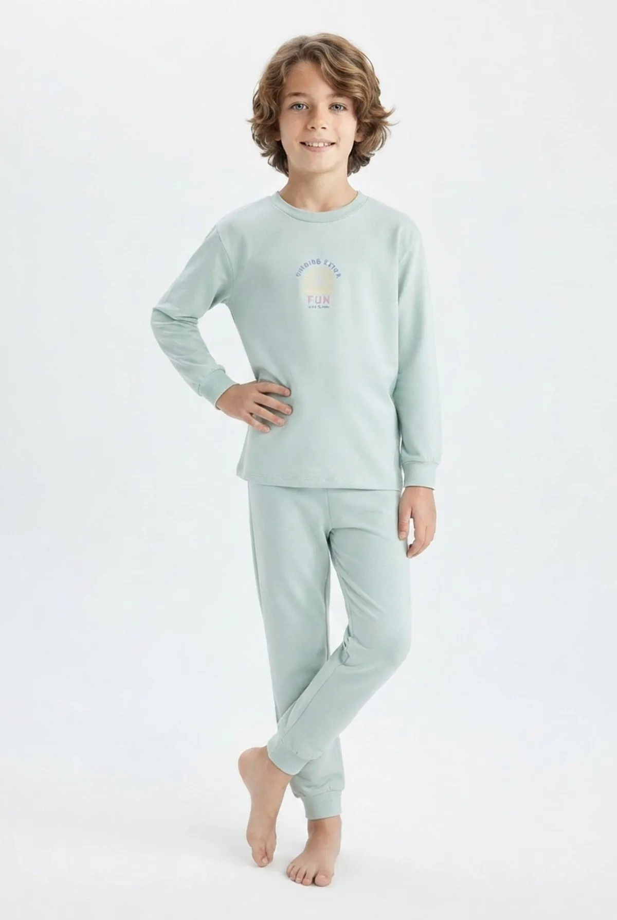 Erkek Çocuk Mavi Yıldızlı Pamuklu Pijama Takımı - Mavi — görsel 1