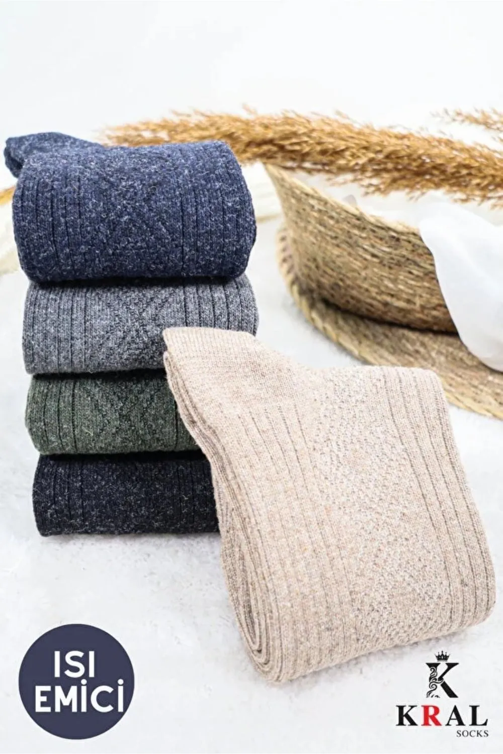 Erkek Kışlık Lambswool Yün Çorap – 5’li Paket — görsel 4 · MK-CRP100003