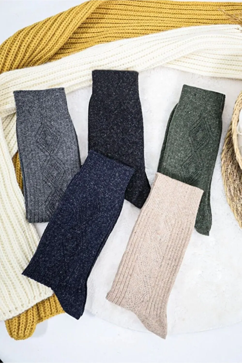 Erkek Kışlık Lambswool Yün Çorap – 5’li Paket — görsel 6 · MK-CRP100003