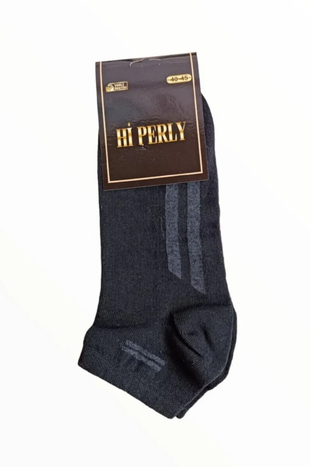 Erkek Siyah - Lacivert Üçlü Çizgi Desenli Patik Çorap 3'lü Paket · MK-CRP100021