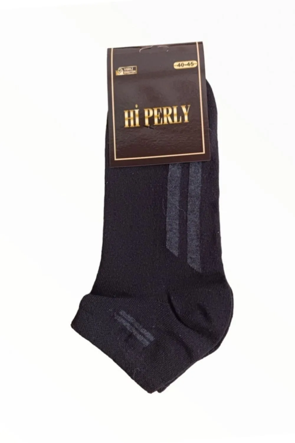 Erkek Siyah - Lacivert Üçlü Çizgi Desenli Patik Çorap 3'lü Paket · MK-CRP100021