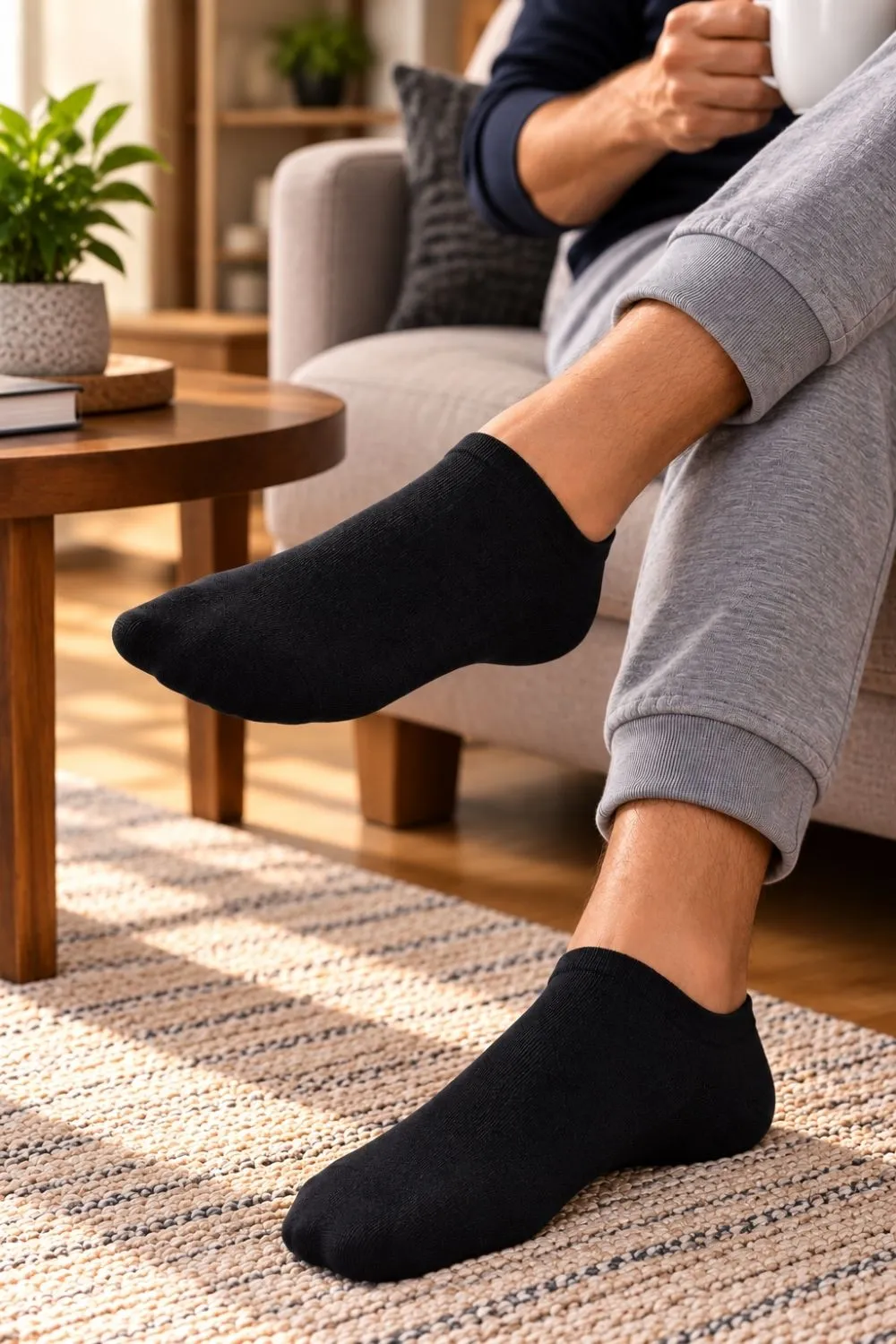 Erkek Siyah Sade Patik Çorap 3'lü Paket — görsel 1