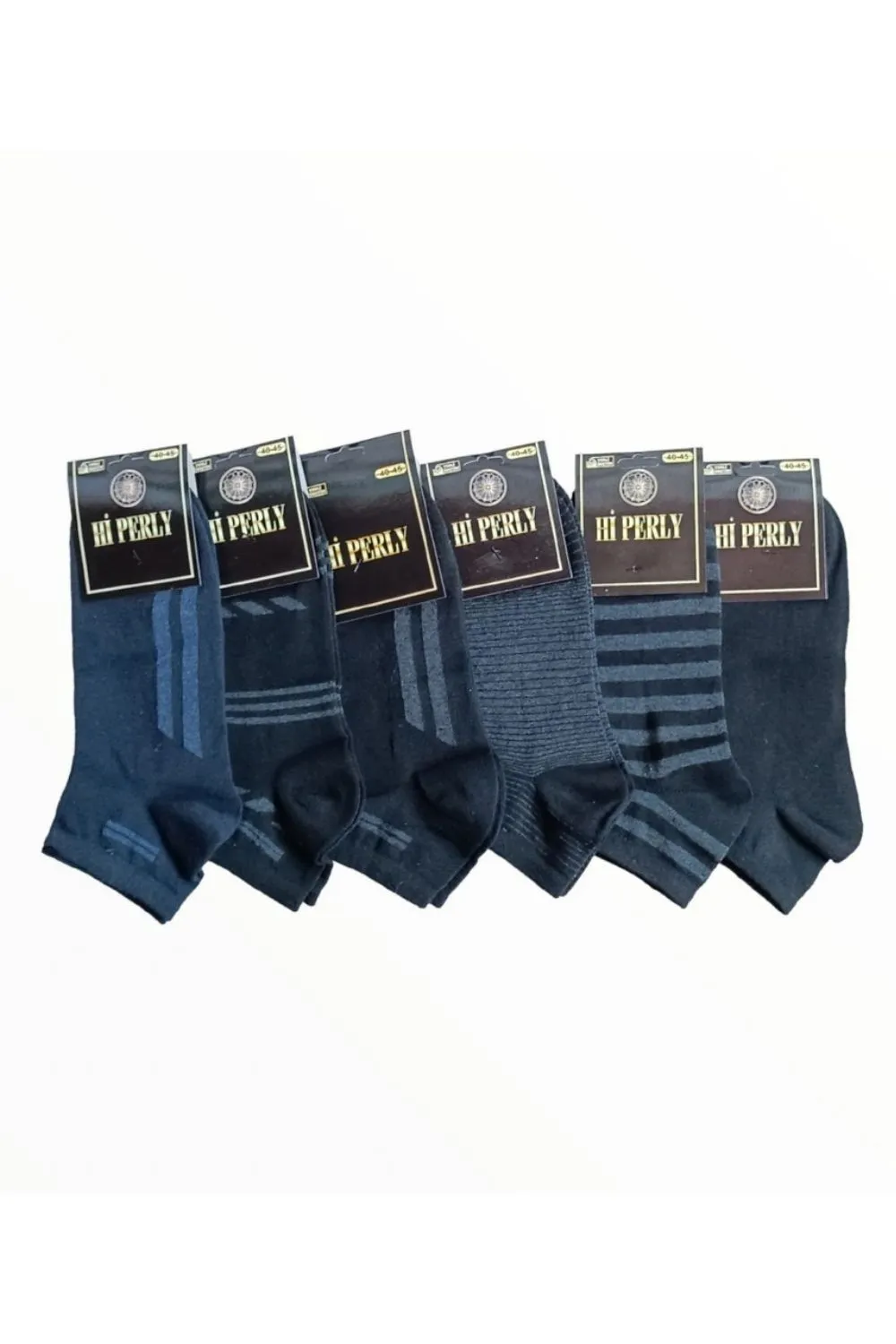 Erkek Karışık Çizgi Desenli Patik Çorap 6'lı Paket — görsel 1