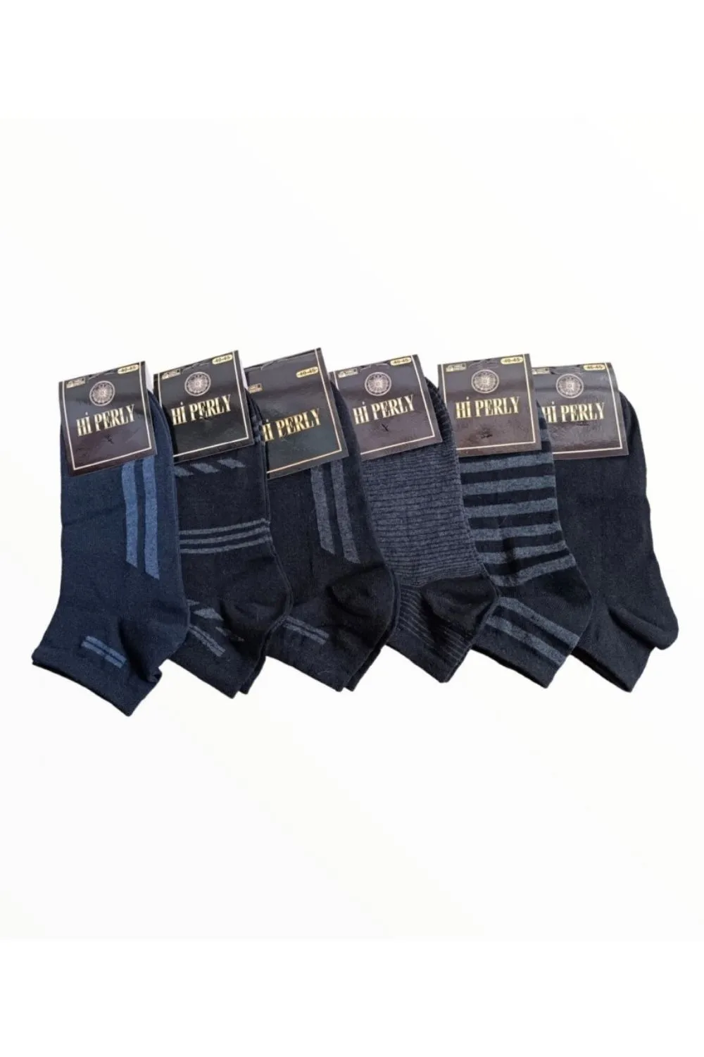 Erkek Karışık Çizgi Desenli Patik Çorap 6'lı Paket · MK-CRP100017