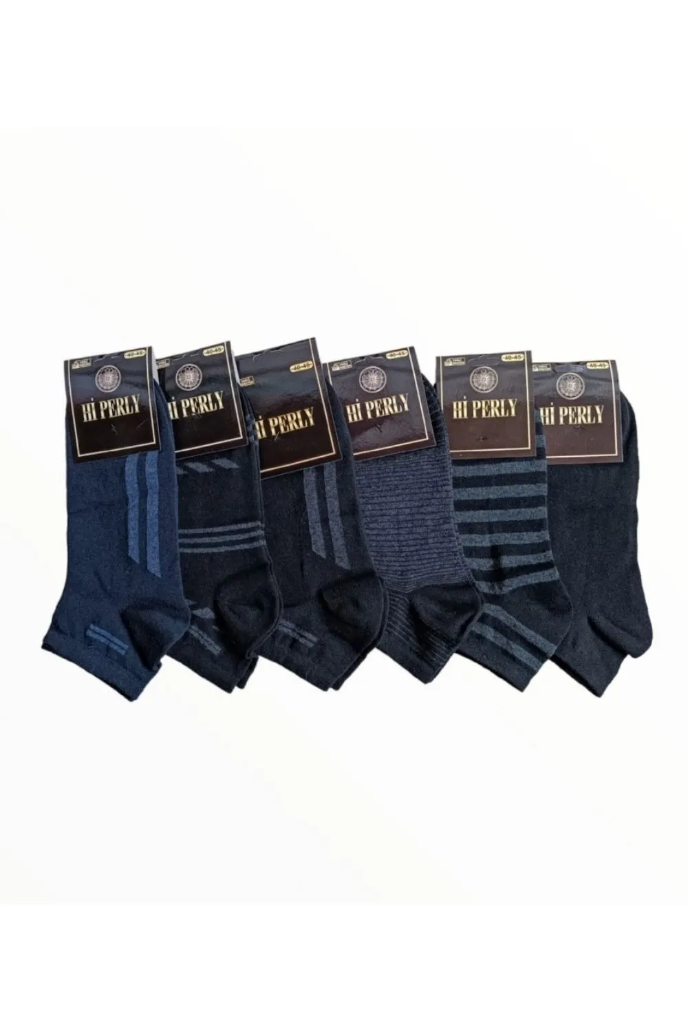 Erkek Karışık Çizgi Desenli Patik Çorap 6'lı Paket · MK-CRP100017