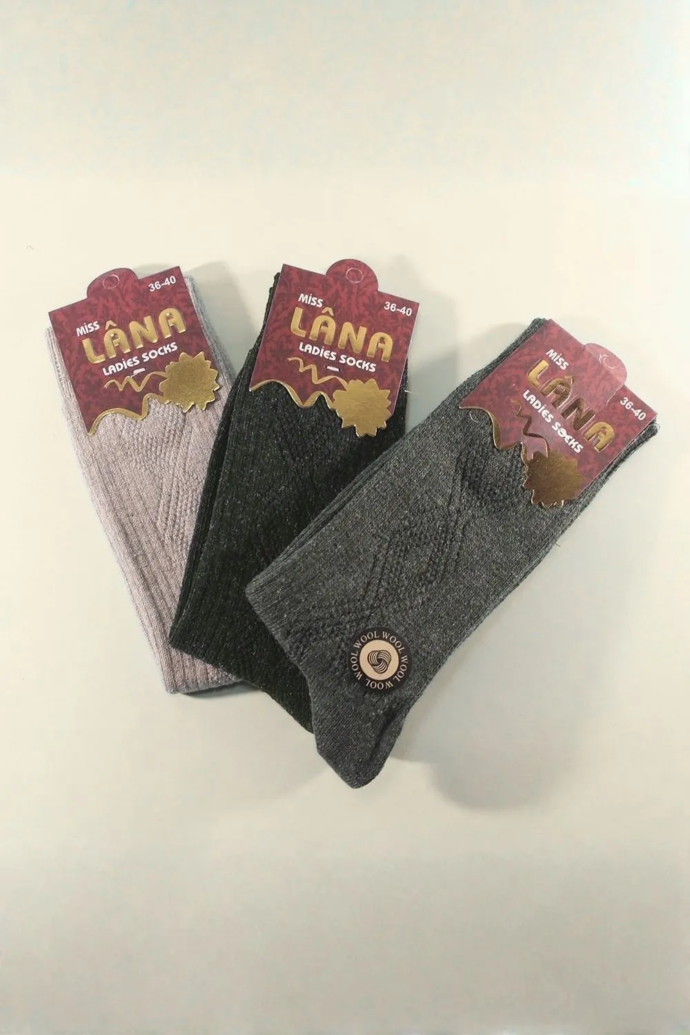 Kadın Koyun Yünü Lambswool Kışlık Çorap 3'lü Paket · MK-CRP100010