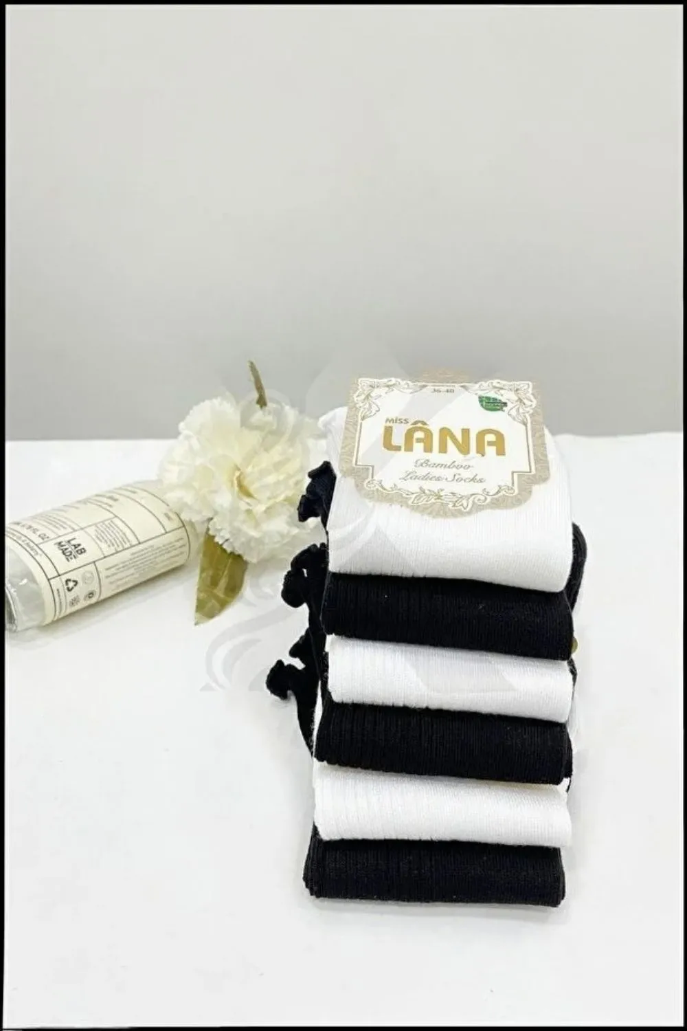 Kadın Fırfırlı Dikişsiz Bambu Patik Çorap 6 Çift · MK-CRP100024